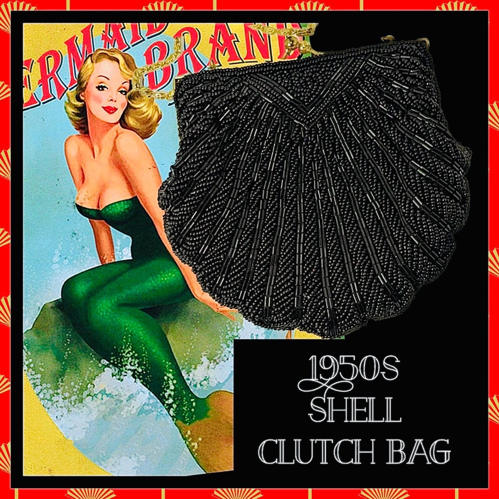 1950s Vintage shell clutch bag